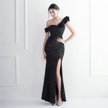 Imitation Handmade Sequin Craft Appreciation Dinner Slim Fit Fishtail Wedding Car Model Exhibition Ladies Cocktail - Wanita Store