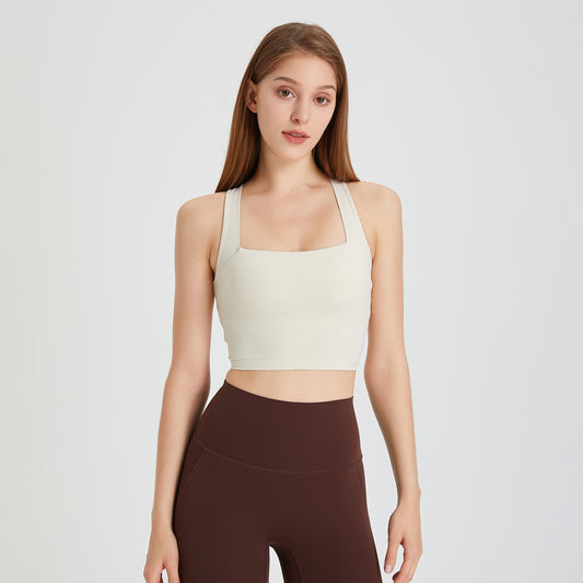 Nude Feel Seamless Shockproof Sports Underwear Women Beauty Back Cross Vest Running Push up Yoga Workout Bra