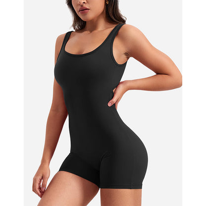 Spring Summer Women Clothing Shoulder Strap Backless Slim Fit Hip Lifting Yoga Jumpsuit - Wanita Store