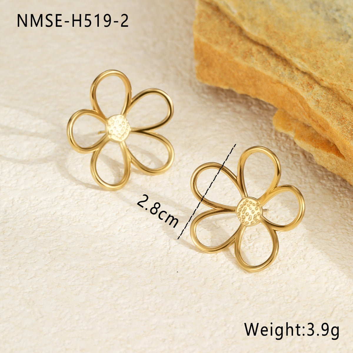 Gold Flower Stud Earrings