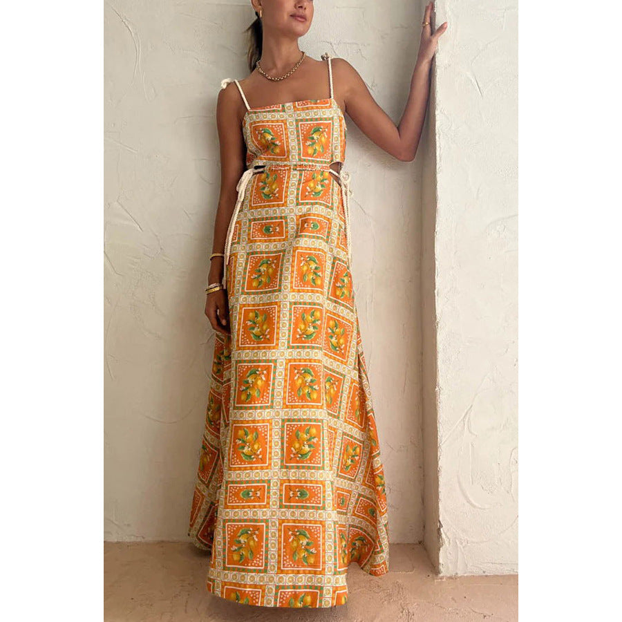 Spring Summer Drawstring Lace up Casual Dress Loose Vacation Women Clothing Dress