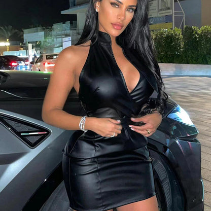 Autumn Winter Women Clothing Backless Sexy Low Cut Slim Fit Belt Sheath Dress Women - Wanita Store