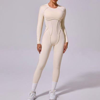 Autumn Sand Winter One Piece Sports Yoga Jumpsuit Backless Tight Long Sleeved Trousers Jumpsuit - Wanita Store