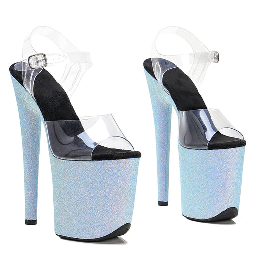 20cm/ 8inches PVC   upper  fashion y   glittering platform high heel   sandals  pole dance shoes