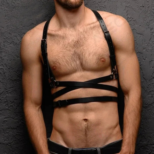 Men's Harness Leather Gay Men Chest Harness  Black Leather Men Accessories Upper  Body Men Harness