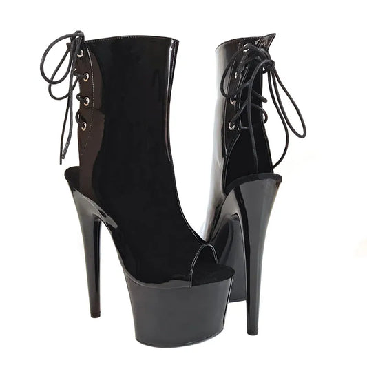 17cm/7inch  black Women's Platform Sandals Pole Dancing boots 7 Inch High Heels Shoes Nightclub pole Dance boots