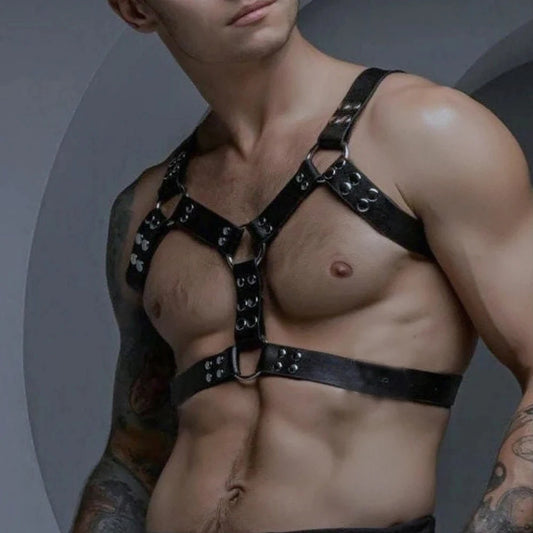 Gay Adult   Gay Leather Chest Harness Men Harness Adjustable ual Body  Cage Harness Belts Rave Clothing